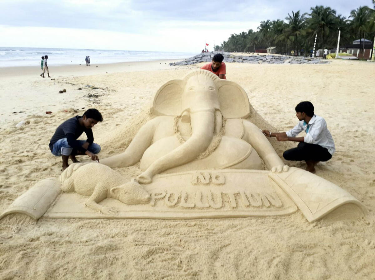 ಮಲ್ಪೆಯಲ್ಲಿ ಗಣೇಶನ ಮರಳು ಶಿಲ್ಪ ಕೃತಿ